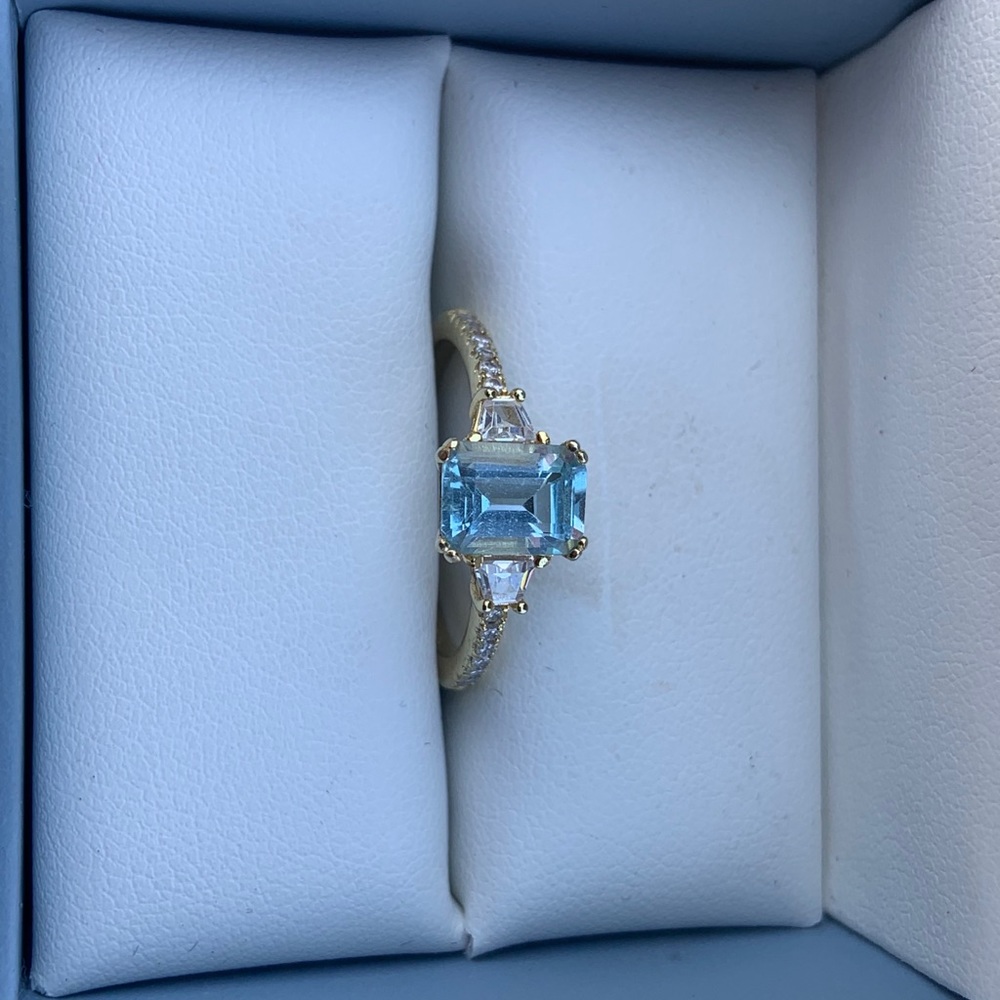 Aquamarine Emerald Cut Ring